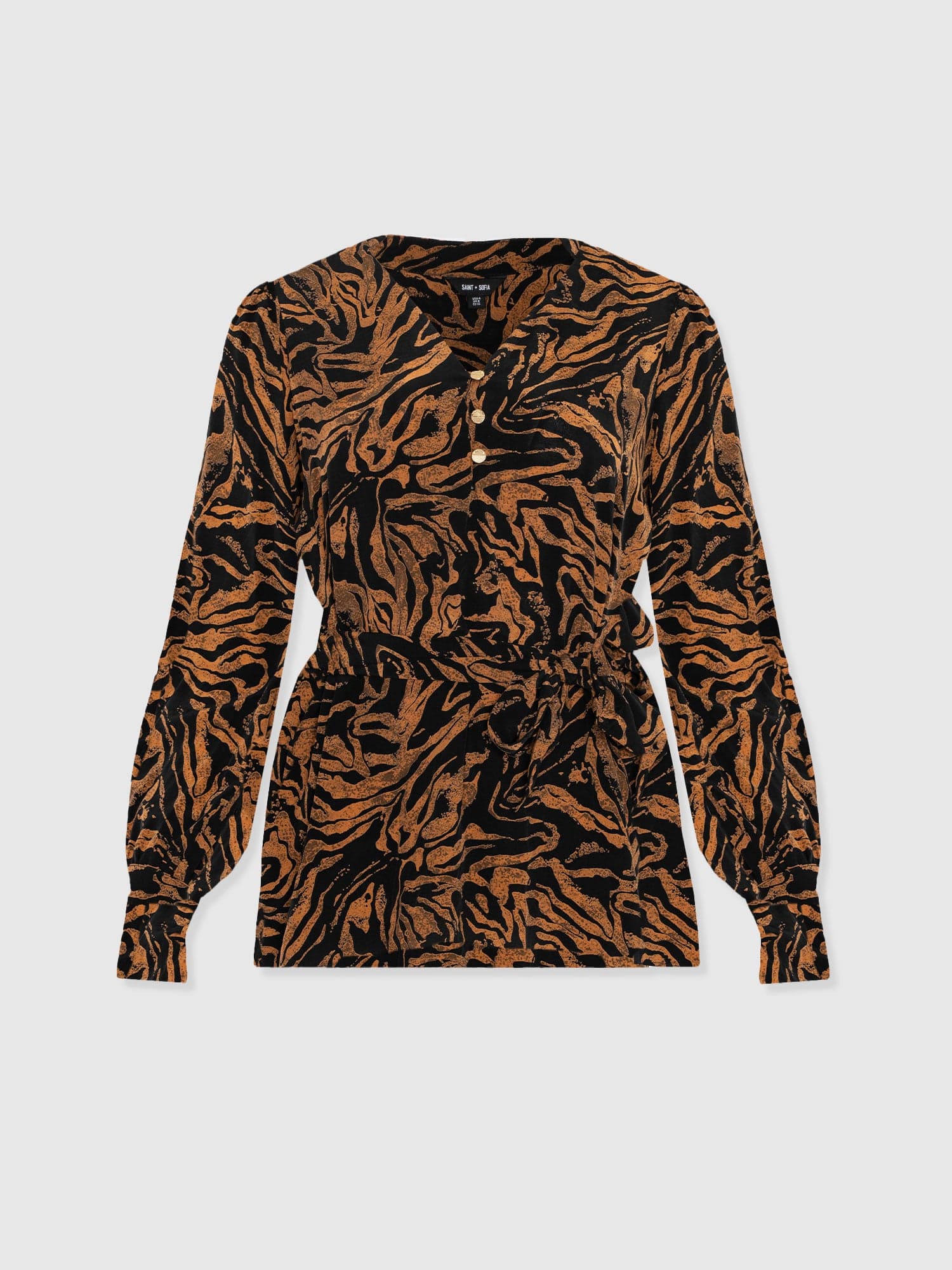 Joselyn V Neck Blouse - Brown Zebra - Women's Blouses | Saint + Sofia® EU